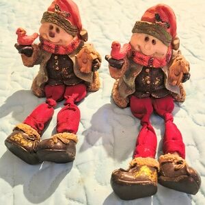 Festive Holiday Snowman Figurines with Red Accents